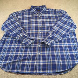Polo Ralph Lauren Mens Shirt 3XB Flannel Long Sleeve Cotton Flannel Blue Plaid‎